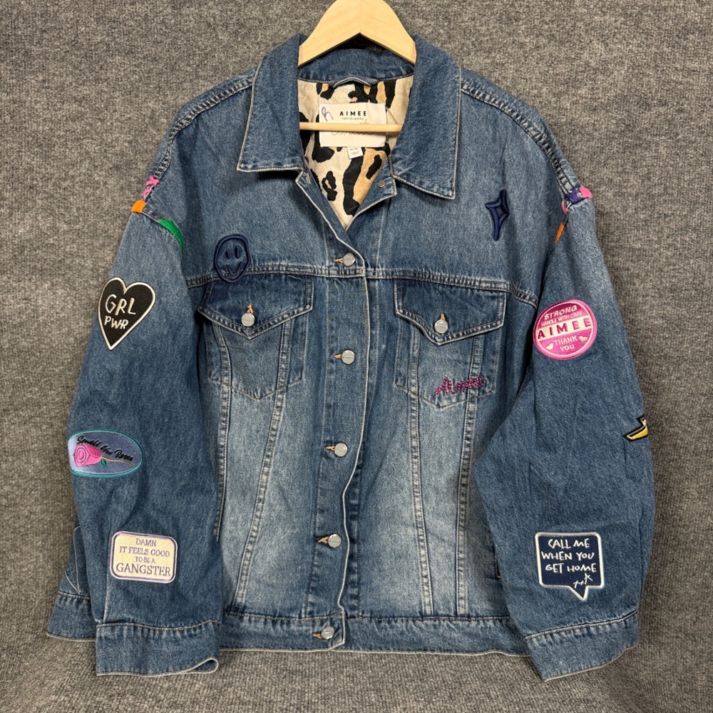 Aimee Kestenberg Curate Size XL Denim Jacket Blue Embroidered Artsy Art To Wear